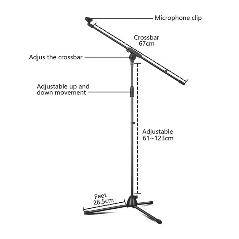 Floor Microphone Tripod Swing Arm Retractable Metal Microphone Stand Stage Performance Live Mic Bracket Desktop Mic Tripod