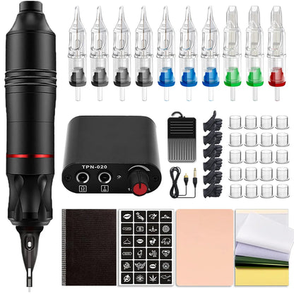 Wireless Tattoo Pen Machine Kit Complete Rotary Tattoo Gun Pen Set With Wireless Power Supply for Tattoo Beginners and Artists